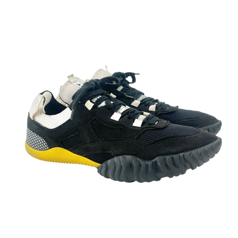 Acne Studios Berun Black White Yellow Mesh & Suede Low Top Lace Up Sneakers - 41